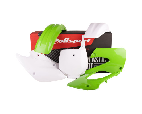 Пластиковий комплект polisport kawasaki kx 85/100/112 '01-'13 передня панель в комплекті (8661700007) зелений білий oem