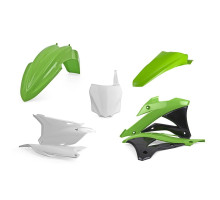 Пластиковий комплект polisport kawasaki kx 85/100/112 '14-'22 передня панель в комплекті (8662900002) колір зелений білий oem