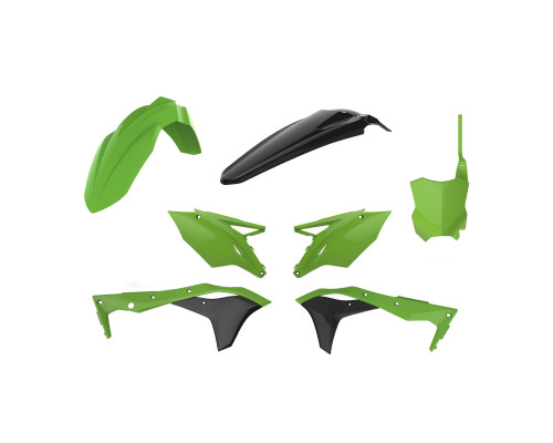 Комплект пластику polisport для kawasaki kxf 250 '17-'20 в комплекті передня панель (8665900001) зелений чорний колір