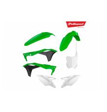 Комплект пластику polisport для kawasaki kxf 250 '17-'20 в комплекті передня панель (8665900002) колір зелений білий oem