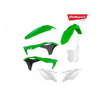 Комплект пластику polisport для kawasaki kxf 250 '17-'20 в комплекті передня панель (8665900002) колір зелений білий oem