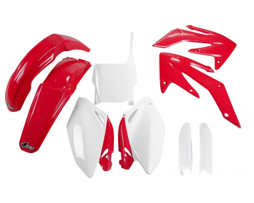 Повний комплект UFO з чохлами для телескопів HONDA crf 250r '04-'05 колір oem (червоний/білий) (ho104e999) (ho104e999)