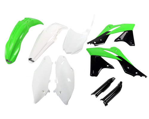 UFO повний комплект з чохлами для телескопів kawasaki kxf 250 '13-'16 колір oem '14-'15 (зелений/білий/чорний) (ka221e999)