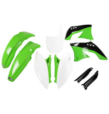 Пластиковий комплект UFO full kit з чохлами для телескопів kawasaki kxf 450 '09-'11 колір oem '10-'11 (зелений/білий/чорний) (ka216e999)