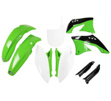 Пластиковий комплект UFO full kit з чохлами для телескопів kawasaki kxf 450 '09-'11 колір oem '10-'11 (зелений/білий/чорний) (ka216e999)