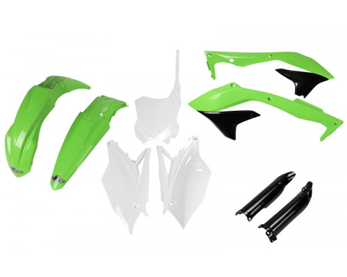 Повний комплект UFO з чохлами для телескопів kawasaki kxf 450 '16-'17 колір oem (зелений/білий/чорний) (ka223e999) (kawasaki kxf 450 '16-'17) (ka223e999)