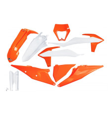 UFO повний комплект з кришками телескопів ktm exc 125 '20-'21, exc 250 / 300 tpi '20-'23, exc-f 250 / 350 / 450 / 500 '20-'23 з кришкою лампи кольору oem '23 (білий/помаранчевий)