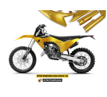 UFO повний комплект з кришками для телескопів ktm exc 150 / 250 / 300 tbi '24-'25, exc-f 250 / 350 / 450 / 500 '24-'25 золотого кольору