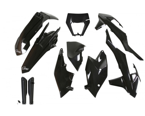 UFO повний комплект з телескопічними (амортизаційними) кришками ktm exc/exc-f tpi '17-'19 з екраном лампи чорний (kt523e001) (kt523e001)