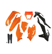 Пластиковий комплект UFO full kit з кришками телескопів ktm exc/exc-f tpi '17-'19 з кришкою ліхтаря oem (помаранчевий/чорний) (kt523e999) (kt523e999)