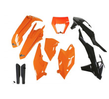 Пластиковий комплект UFO full kit з кришками телескопів ktm exc/exc-f tpi '17-'19 з кришкою ліхтаря oem (помаранчевий/чорний) (kt523e999) (kt523e999)