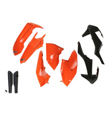Пластиковий комплект UFO full kit з чохлами для телескопів ktm exc/exc-f tpi '17-'19, колір oem '17 та '19 oem (помаранчевий/чорний) (kt518e999)