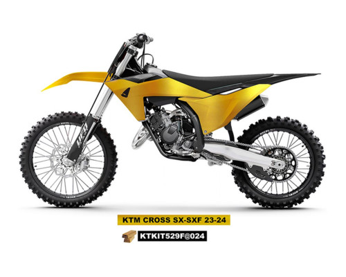 Повний пластиковий комплект UFO з кришками для телескопів ktm sx 125 / 250 / 300 tbi '23-'24, sx-f 250 / 350 / 450 '23-'24 золотого кольору