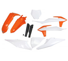 UFO повний комплект з чохлами для телескопів ktm sx 125/150/250 '19-'22, sxf (sx-f) 250/350/450 '19-'22 колір oem '21 (білий/помаранчевий)