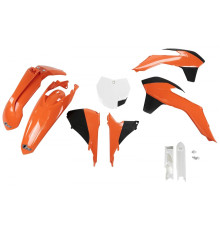 Повний пластиковий комплект UFO з чохлами для телескопів ktm sx/sxf '13-'15, sx 250 '16, колір oem '13-'14 (помаранчевий/чорний/білий) (kt515e999) (kt515e999)