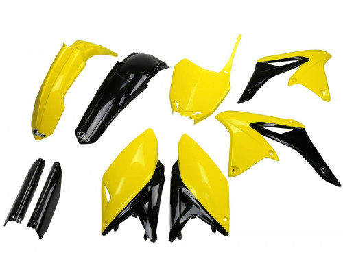 Повний пластиковий комплект UFO з чохлами для телескопів suzuki rmz 250 '10-'18 колір oem '14-'16 (жовтий/чорний) (su416e999) (su416e999)