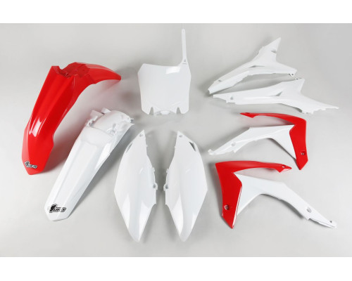 Пластиковий комплект UFO HONDA crf 250r '14-17, crf 450r '13-16 з кришками повітряних фільтрів, колір oem (червоний/білий)