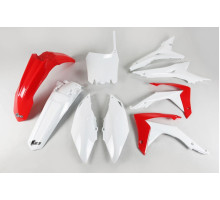 Пластиковий комплект  UFO HONDA crf 250r '14-17, crf 450r '13-16 з кришками повітряних фільтрів, колір oem (червоний/білий)