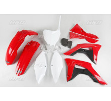 Пластиковий комплект UFO HONDA crf 250r '18-'21, crf 450r '17-'20 з кришками повітряних фільтрів, колір oem (червоний/білий) (ho123e999)