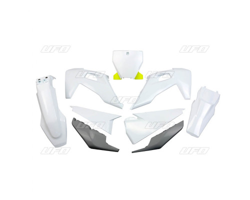 Пластиковий набір UFO husqvarna tc 125/250 '19-'22, fc 250/350/450 '19-'22 колір oem '20 (білий/графіт) (hu622e999x) (hu622e999x)