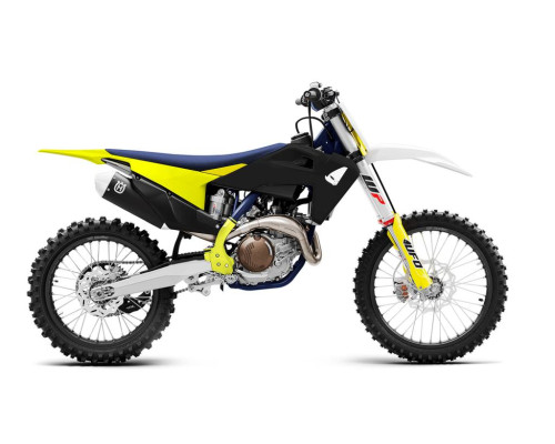 Пластиковий набір UFO husqvarna tc/fc '19-21 чорний/жовтий/білий (чохли для телескопів, накладки на раму та наклейки в комплекті)