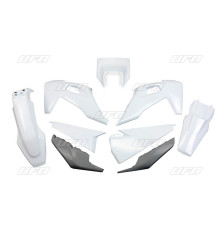 Пластиковий комплект UFO husqvarna te 150 / 250 / 300 '20-'23, fe 250 / 350 / 450 / 501 '20-'23 з кришкою лампи oem (білий/графіт) (hu623e999) (hu623e999) (husqvarna te 150 / 250 / 300 '20-'23, fe 250 / 350 / 450 / 501 '20-'23)