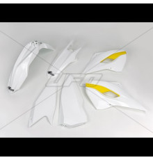 Пластиковий набір UFO husqvarna te/fe 125/250/300/350/450 '15-'16 колір oem '15 (білий/жовтий) (hu615e999) (hu615e999)