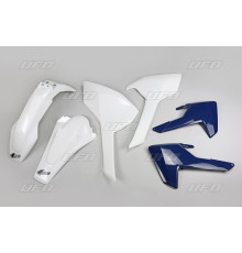Комплект пластиковий UFO husqvarna te/tx 125/250/300 '17-19, fe 250/350/450/501 '17-19 колір oem (білий, кришки радіатора сині) (hu618e999) (hu618e999)