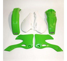 Комплект пластикових  UFO kawasaki kx 125 / 250 '99-'02 колір oem (зелений/білий) (ka200e999) (ka200e999)
