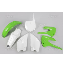 Комплект пластикових  UFO kawasaki kx 85 '01-'13 рестайлінг колір oem '13 (зелений/білий) (ka218ke999) (ka218ke999)