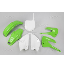 Комплект пластикових  UFO kawasaki kx 85 '01-'13 колір oem (зелений/білий) (kx85 '01-'09, kx85 '11-'12) (ka207e999)