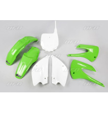 Комплект пластикових  UFO kawasaki kx 85 '01-'13 рестайлінг колір oem (зелений/білий) (ka207ke999) (ka207ke999)