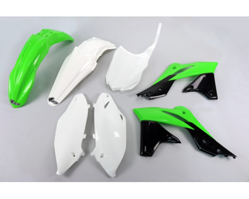 Комплект пластикових обвісів kawasaki kxf 250 '13-'16 колір oem '14-'15 (зелений/білий/чорний) (ka221e999) (ka221e999)