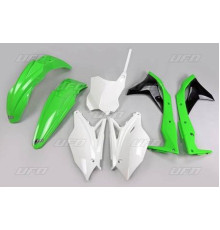Комплект пластикових  UFO kawasaki kxf 250 '18-'20 колір oem '19 (білий/зелений) (ka225e999a) (ka225e999a)