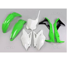 Комплект пластикових  UFO kawasaki kxf 250 '18-'20 колір oem '19 (білий/зелений) (ka225e999a) (ka225e999a)