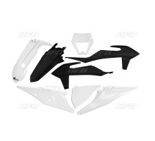 Пластиковий набір UFO ktm exc 125 '20-'21, exc 250 / 300 tpi '20-'23, exc-f 250 / 350 / 450 / 500 '20-'23 з кришкою для лампи колір білий чорний шестиденне видання (kt527e999s)