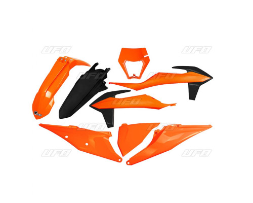 Пластиковий набір UFO ktm exc 125 '20-'21, exc 250 / 300 tpi '20-'23, exc-f 250 / 350 / 450 / 500 '20-'23 з плафоном oem '20 (помаранчевий / чорний) (kt527e999) (kt527e999)