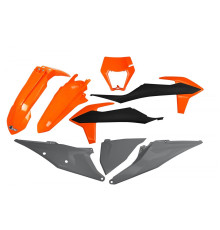 Пластиковий комплект UFO ktm exc 125 '20-'21, exc 250 / 300 tpi '20-'23, exc-f 250 / 350 / 450 / 500 '20-'23 з плафоном кольору oem '21 (помаранчевий / чорний / сірий)
