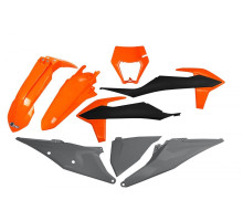 Пластиковий комплект UFO ktm exc 125 '20-'21, exc 250 / 300 tpi '20-'23, exc-f 250 / 350 / 450 / 500 '20-'23 з плафоном кольору oem '21 (помаранчевий / чорний / сірий)