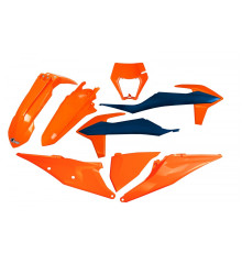 Пластиковий комплект UFO ktm exc 125 '20-'21, exc 250 / 300 tpi '20-'23, exc-f 250 / 350 / 450 / 500 '20-'23 з кришкою лампи кольору oem '22 (помаранчевий / синій)