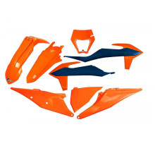 Пластиковий комплект UFO ktm exc 125 '20-'21, exc 250 / 300 tpi '20-'23, exc-f 250 / 350 / 450 / 500 '20-'23 з кришкою лампи кольору oem '22 (помаранчевий / синій)