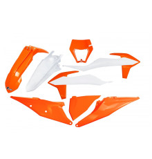 Пластиковий набір UFO ktm exc 125 '20-'21, exc 250 / 300 tpi '20-'23, exc-f 250 / 350 / 450 / 500 '20-'23 з кришкою лампи кольору oem '23 (білий/помаранчевий)