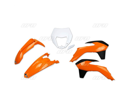 Пластиковий комплект UFO ktm exc/excf '14-'16 з кришкою плафона oem '14 (помаранчевий/білий/чорний) (kt524e999) (kt524e999)