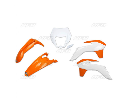 Пластиковий комплект UFO ktm exc/excf '14-'16 з кришкою ліхтаря oem '15 (помаранчевий/білий) (kt524e999w) (kt524e999w)