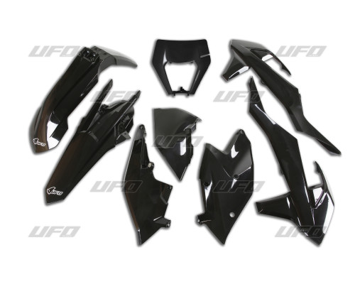 Пластиковий комплект UFO ktm exc/exc-f tpi '17-'19 з кришкою ліхтаря, колір чорний (kt523e001)
