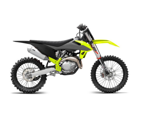 Пластиковий набір UFO ktm sx/sxf '19-'22 колір сірий / чорний / fluo жовтий (чохли для телескопів, оправи та наклейки в комплекті)