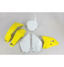 Набір пластикових  UFO suzuki rm 85 '00-'24 рестайлінг колір oem '00-'15 та '18-'20 (білий/жовтий) (su405ke999)