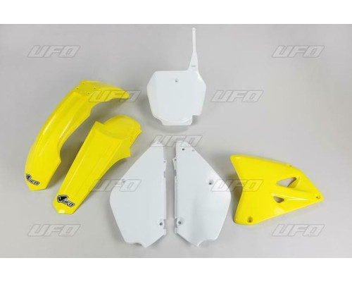 Набір пластикових UFO suzuki rm 85 '00-'24 рестайлінг колір oem '00-'15 та '18-'20 (білий/жовтий) (su405ke999)