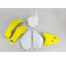 Набір пластикових  UFO suzuki rm 85 '00-'24 рестайлінг колір oem '00-'15 та '18-'20 (білий/жовтий) (su405ke999)
