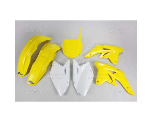 Набір пластикових деталей UFO suzuki rmz 250 '07-'09 колір oem (білий/жовтий - з жовтим номером) (su407be999) (su407be999)
